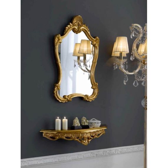 Set BAROCCO mensola + specchio   foglia d'oro